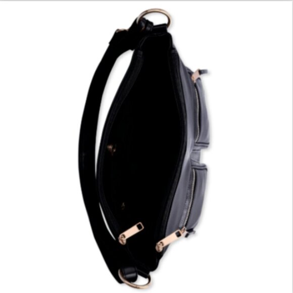 Time and Tru Women's Harlow Convertible Faux Leather Hobo Handbag, Black #50R - Picture 6 of 6